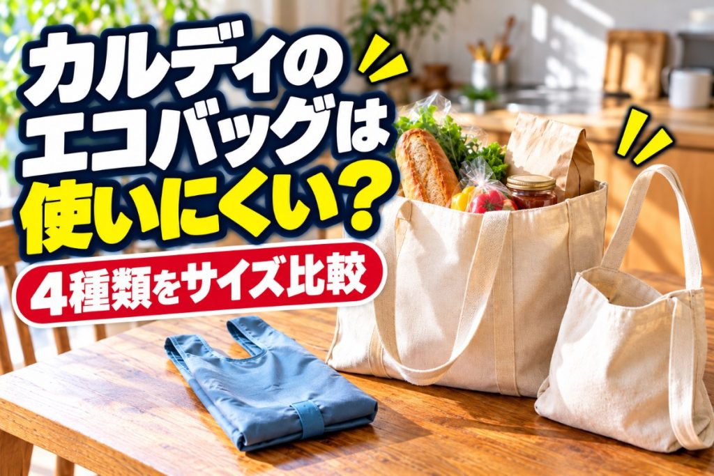カルディのエコバッグは使いにくい？4種類をサイズ比較