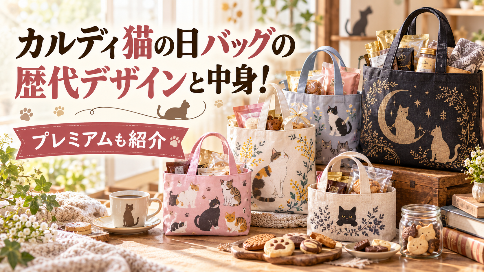 カルディ猫の日バッグの歴代デザインと中身！プレミアムも紹介