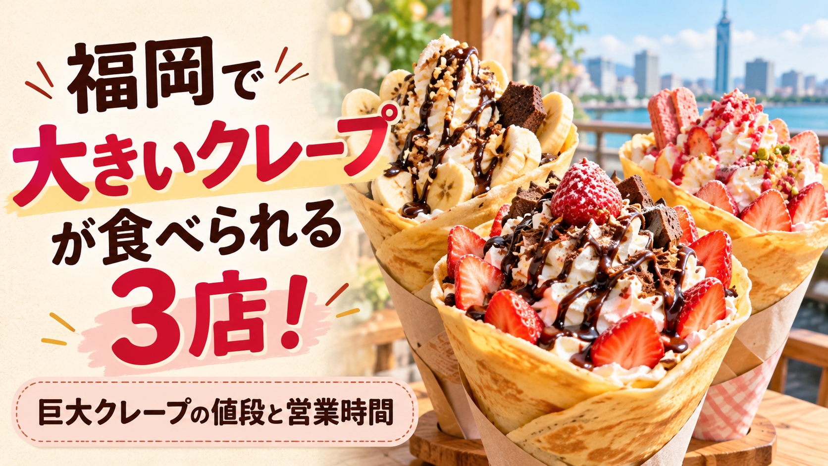 福岡で大きいクレープが食べられる3店！巨大クレープの値段と営業時間