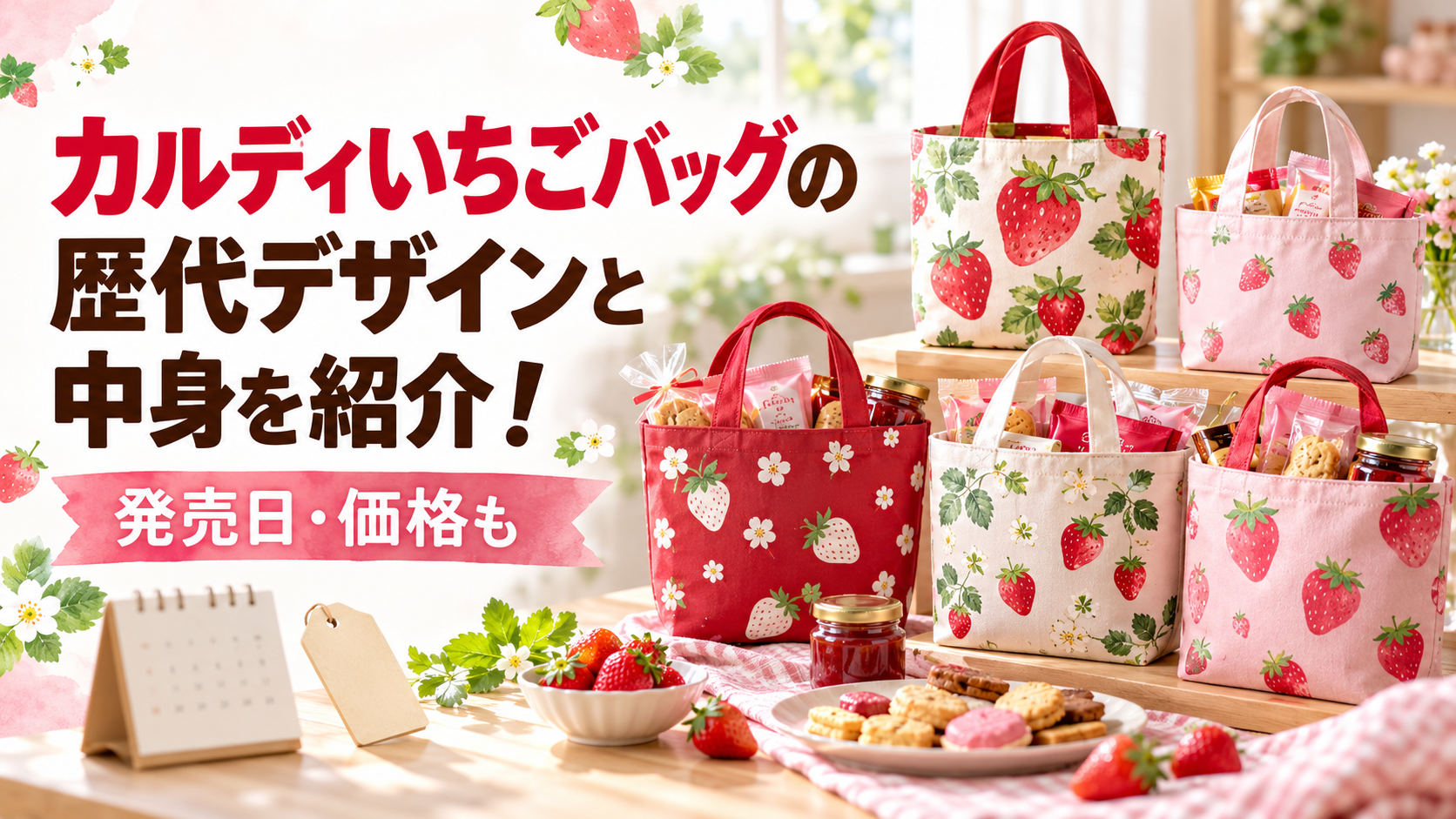 カルディいちごバッグの歴代デザインと中身を紹介！発売日・価格も